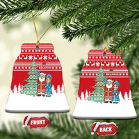 Belarus Christmas Ceramic Ornament with Ded Moroz Snow Maiden Christmas Tree and Nordic Pattern Design - Wonder Print Shop