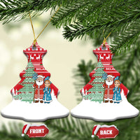Belarus Christmas Ceramic Ornament with Ded Moroz Snow Maiden Christmas Tree and Nordic Pattern Design - Wonder Print Shop