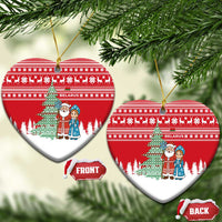 Belarus Christmas Ceramic Ornament with Ded Moroz Snow Maiden Christmas Tree and Nordic Pattern Design - Wonder Print Shop