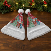 Belarus Christmas Santa Hat with Ded Moroz Snow Maiden Christmas Tree and Nordic Pattern Design - Wonder Print Shop