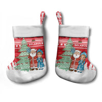 Belarus Christmas Stocking with Ded Moroz Snow Maiden Christmas Tree and Nordic Pattern Design - Wonder Print Shop
