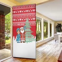 Belarus Christmas Door Cover with Ded Moroz Snow Maiden Christmas Tree and Nordic Pattern Design - Wonder Print Shop