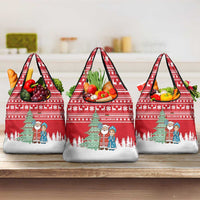 Belarus Christmas Grocery Bag with Ded Moroz Snow Maiden Christmas Tree and Nordic Pattern Design - Wonder Print Shop