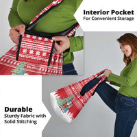 Belarus Christmas Grocery Bag with Ded Moroz Snow Maiden Christmas Tree and Nordic Pattern Design - Wonder Print Shop