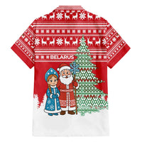 Belarus Christmas Hawaiian Shirt with Ded Moroz Snow Maiden Christmas Tree and Nordic Pattern Design - Wonder Print Shop