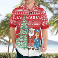 Belarus Christmas Hawaiian Shirt with Ded Moroz Snow Maiden Christmas Tree and Nordic Pattern Design - Wonder Print Shop