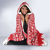 Belarus Christmas Hooded Blanket with Ded Moroz Snow Maiden Christmas Tree and Nordic Pattern Design - Wonder Print Shop