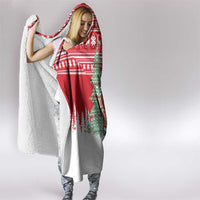 Belarus Christmas Hooded Blanket with Ded Moroz Snow Maiden Christmas Tree and Nordic Pattern Design - Wonder Print Shop