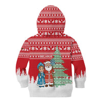 Belarus Christmas Kid Hoodie with Ded Moroz Snow Maiden Christmas Tree and Nordic Pattern Design - Wonder Print Shop