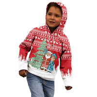 Belarus Christmas Kid Hoodie with Ded Moroz Snow Maiden Christmas Tree and Nordic Pattern Design - Wonder Print Shop