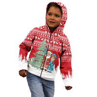 Belarus Christmas Kid Hoodie with Ded Moroz Snow Maiden Christmas Tree and Nordic Pattern Design - Wonder Print Shop