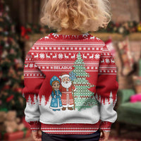 Belarus Christmas Kid Ugly Christmas Sweater with Ded Moroz Snow Maiden Christmas Tree and Nordic Pattern Design - Wonder Print Shop