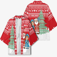 Belarus Christmas Kimono with Ded Moroz Snow Maiden Christmas Tree and Nordic Pattern Design - Wonder Print Shop