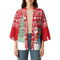 Belarus Christmas Kimono with Ded Moroz Snow Maiden Christmas Tree and Nordic Pattern Design - Wonder Print Shop