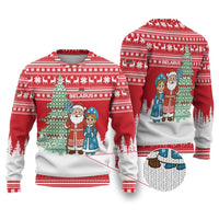Belarus Christmas Ugly Christmas Sweater with Ded Moroz Snow Maiden Christmas Tree and Nordic Pattern Design - Wonder Print Shop