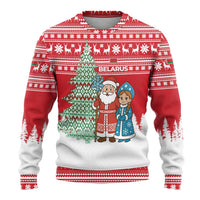 Belarus Christmas Ugly Christmas Sweater with Ded Moroz Snow Maiden Christmas Tree and Nordic Pattern Design - Wonder Print Shop