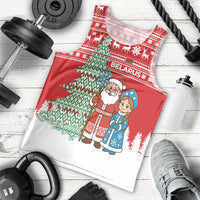 Belarus Christmas Men Tank Top with Ded Moroz Snow Maiden Christmas Tree and Nordic Pattern Design - Wonder Print Shop