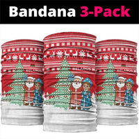 Belarus Christmas Neck Gaiter with Ded Moroz Snow Maiden Christmas Tree and Nordic Pattern Design - Wonder Print Shop