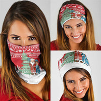 Belarus Christmas Neck Gaiter with Ded Moroz Snow Maiden Christmas Tree and Nordic Pattern Design - Wonder Print Shop