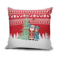 Belarus Christmas Pillow Cover with Ded Moroz Snow Maiden Christmas Tree and Nordic Pattern Design - Wonder Print Shop