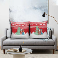 Belarus Christmas Pillow Cover with Ded Moroz Snow Maiden Christmas Tree and Nordic Pattern Design - Wonder Print Shop
