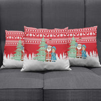 Belarus Christmas Pillow Cover with Ded Moroz Snow Maiden Christmas Tree and Nordic Pattern Design - Wonder Print Shop