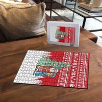 Belarus Christmas Puzzle with Ded Moroz Snow Maiden Christmas Tree and Nordic Pattern Design - Wonder Print Shop