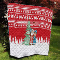 Belarus Christmas Quilt with Ded Moroz Snow Maiden Christmas Tree and Nordic Pattern Design - Wonder Print Shop