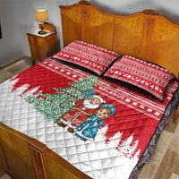 Belarus Christmas Quilt Bed Set with Ded Moroz Snow Maiden Christmas Tree and Nordic Pattern Design - Wonder Print Shop
