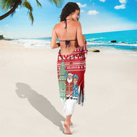 Belarus Christmas Sarong with Ded Moroz Snow Maiden Christmas Tree and Nordic Pattern Design - Wonder Print Shop