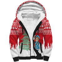 Belarus Christmas Sherpa Hoodie with Ded Moroz Snow Maiden Christmas Tree and Nordic Pattern Design - Wonder Print Shop