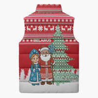 Belarus Christmas Sleeveless Puffer Jacket with Ded Moroz Snow Maiden Christmas Tree and Nordic Pattern Design - Wonder Print Shop