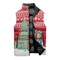 Belarus Christmas Sleeveless Puffer Jacket with Ded Moroz Snow Maiden Christmas Tree and Nordic Pattern Design - Wonder Print Shop