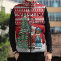 Belarus Christmas Sleeveless Puffer Jacket with Ded Moroz Snow Maiden Christmas Tree and Nordic Pattern Design - Wonder Print Shop
