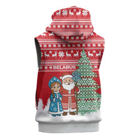 Belarus Christmas Sleeveless Zip Hoodie with Ded Moroz Snow Maiden Christmas Tree and Nordic Pattern Design - Wonder Print Shop