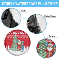 Belarus Christmas Spare Tire Cover with Ded Moroz Snow Maiden Christmas Tree and Nordic Pattern Design - Wonder Print Shop