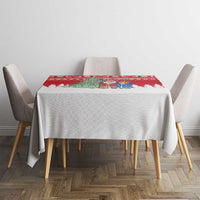 Belarus Christmas Tablecloth with Ded Moroz Snow Maiden Christmas Tree and Nordic Pattern Design - Wonder Print Shop