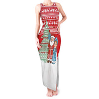 Belarus Christmas Tank Maxi Dress with Ded Moroz Snow Maiden Christmas Tree and Nordic Pattern Design - Wonder Print Shop