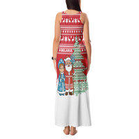 Belarus Christmas Tank Maxi Dress with Ded Moroz Snow Maiden Christmas Tree and Nordic Pattern Design - Wonder Print Shop