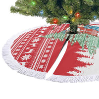 Belarus Christmas Tree Skirt with Ded Moroz Snow Maiden Christmas Tree and Nordic Pattern Design - Wonder Print Shop