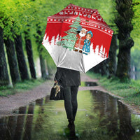 Belarus Christmas Umbrella with Ded Moroz Snow Maiden Christmas Tree and Nordic Pattern Design - Wonder Print Shop