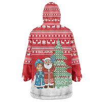 Belarus Christmas Wearable Blanket Hoodie with Ded Moroz Snow Maiden Christmas Tree and Nordic Pattern Design - Wonder Print Shop