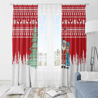 Belarus Christmas Window Curtain with Ded Moroz Snow Maiden Christmas Tree and Nordic Pattern Design - Wonder Print Shop