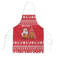 Belarus Christmas Apron with Santa Gingerbread Playing Chess National Emblem and Nordic Pattern Design - Wonder Print Shop