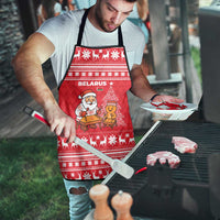 Belarus Christmas Apron with Santa Gingerbread Playing Chess National Emblem and Nordic Pattern Design - Wonder Print Shop