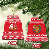 Belarus Christmas Ceramic Ornament with Santa Gingerbread Playing Chess National Emblem and Nordic Pattern Design - Wonder Print Shop