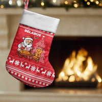 Belarus Christmas Stocking with Santa Gingerbread Playing Chess National Emblem and Nordic Pattern Design - Wonder Print Shop