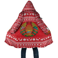 Belarus Christmas Cloak with Santa Gingerbread Playing Chess National Emblem and Nordic Pattern Design - Wonder Print Shop