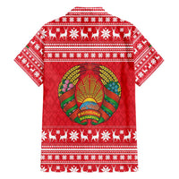 Belarus Christmas Hawaiian Shirt with Santa Gingerbread Playing Chess National Emblem and Nordic Pattern Design - Wonder Print Shop