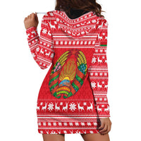 Belarus Christmas Hoodie Dress with Santa Gingerbread Playing Chess National Emblem and Nordic Pattern Design - Wonder Print Shop